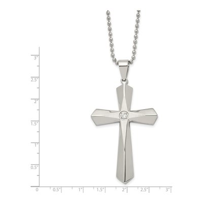 Stainless Steel CZ Cross Pendant Necklace – view 4