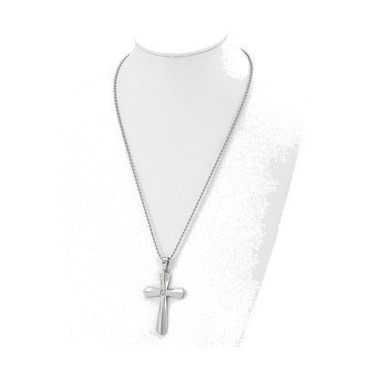 Stainless Steel CZ Cross Pendant Necklace – view 5