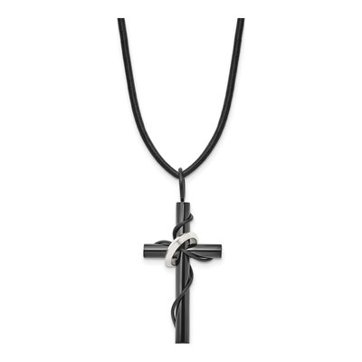 Black Stainless Steel Cross Pendant Necklace – view 4