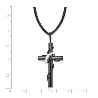 Black Stainless Steel Cross Pendant Necklace – view 6