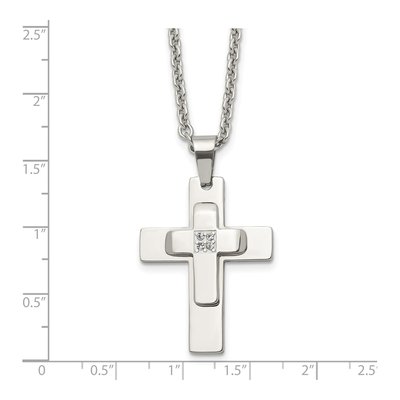 Stainless Steel CZ Cross Pendant Necklace – view 6