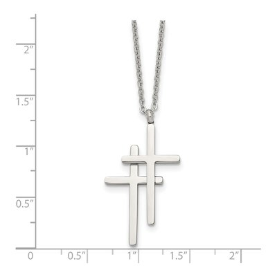 Stainless Steel Double Cross Pendant Necklace – view 6