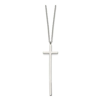 Stainless Steel Long Cross Pendant Necklace – view 4