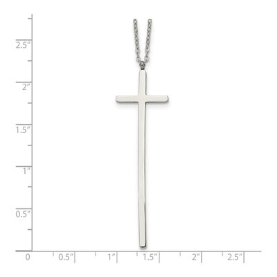 Stainless Steel Long Cross Pendant Necklace – view 6
