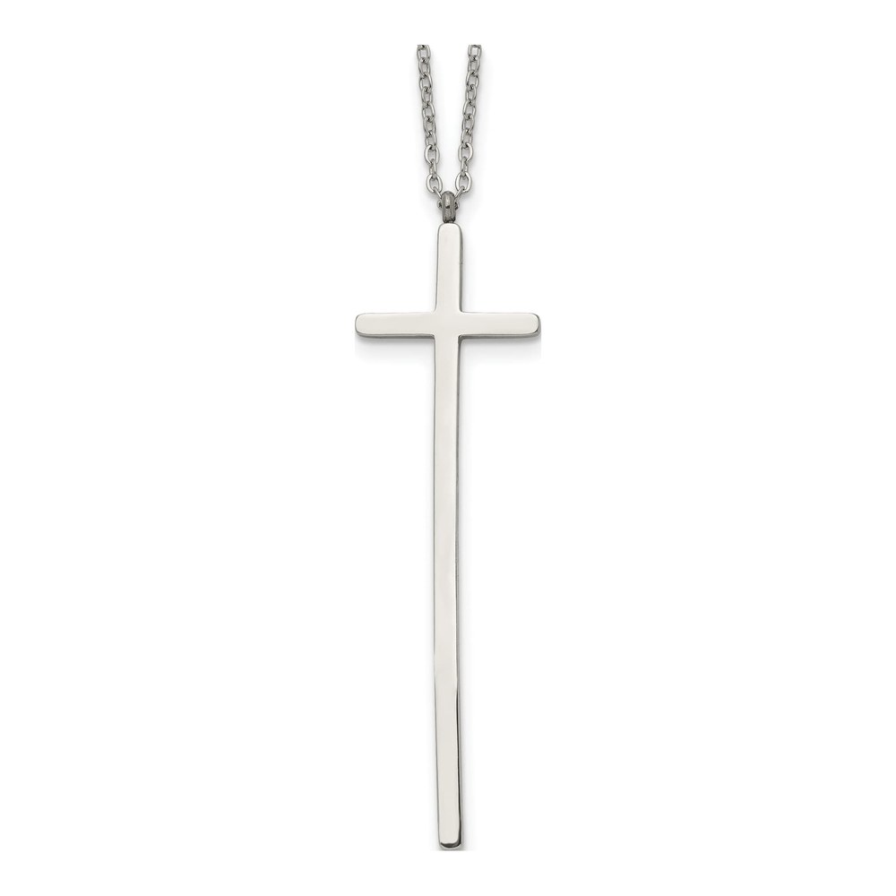 Chisel Stainless Steel Long Cross Necklace, 30 In