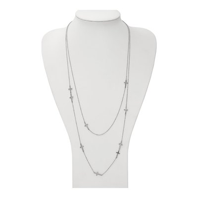 Stainless Steel Two Strand Cross Pendant Necklace – view 4