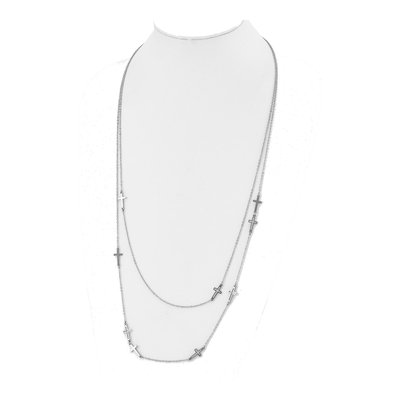 Stainless Steel Two Strand Cross Pendant Necklace – view 6