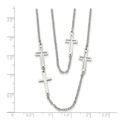 Stainless Steel Two Strand Cross Pendant Necklace – view 7