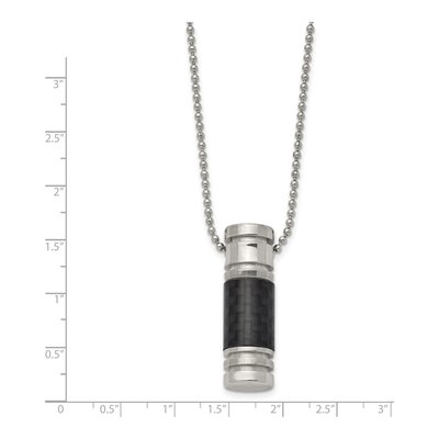 Stainless Steel Carbon Fiber Cylinder Pendant Necklace – view 4