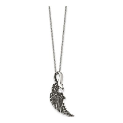 Stainless Steel Crystal Wing Pendant Necklace – view 3