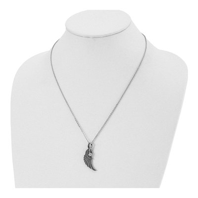 Stainless Steel Crystal Wing Pendant Necklace – view 5