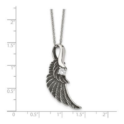 Stainless Steel Crystal Wing Pendant Necklace – view 6