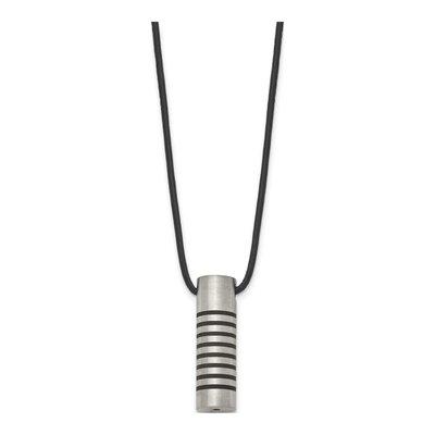 Stainless Steel Cylinder Leather Cord Pendant Necklace – view 4