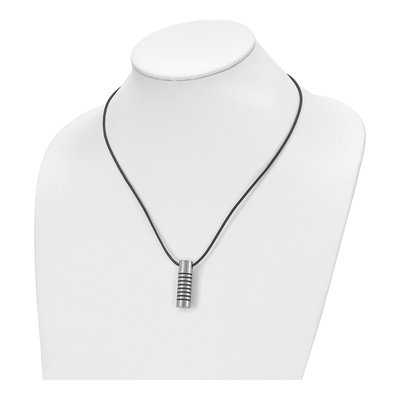 Stainless Steel Cylinder Leather Cord Pendant Necklace – view 5