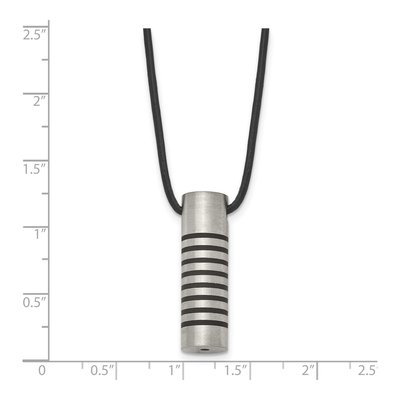 Stainless Steel Cylinder Leather Cord Pendant Necklace – view 6
