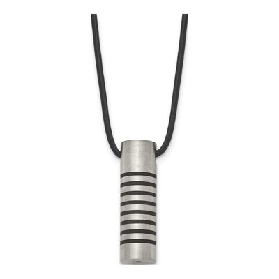 Stainless Steel Cylinder Leather Cord Pendant Necklace