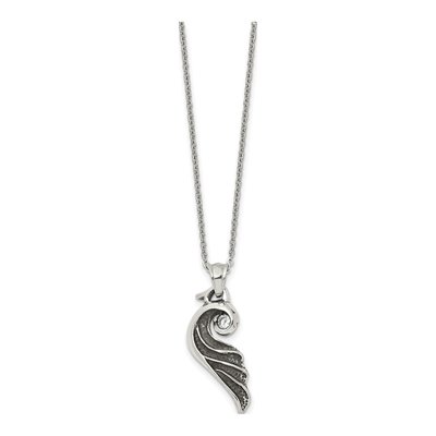 Black Stainless Steel Crystal Wing Pendant Necklace – view 4
