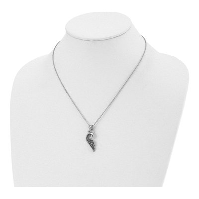 Black Stainless Steel Crystal Wing Pendant Necklace – view 5