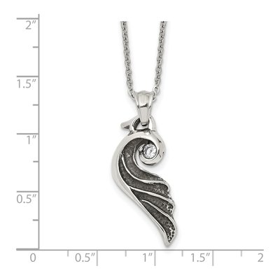 Black Stainless Steel Crystal Wing Pendant Necklace – view 6