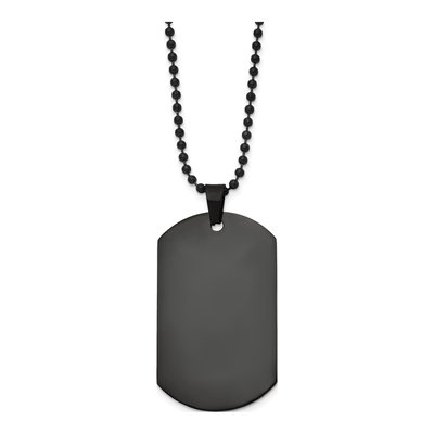 Black Stainless Steel Black Dog Tag Pendant Necklace – view 4