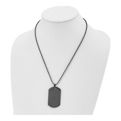 Black Stainless Steel Black Dog Tag Pendant Necklace – view 5