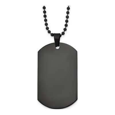Black Stainless Steel Black Dog Tag Pendant Necklace