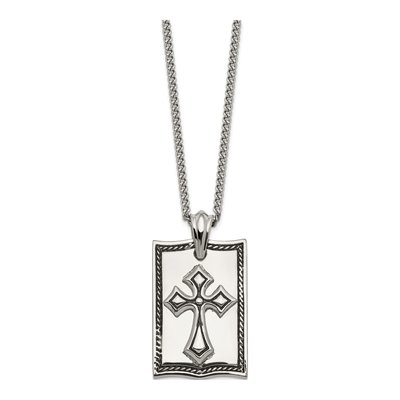 Stainless Steel Cross Dog Tag Pendant Necklace – view 4