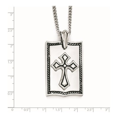 Stainless Steel Cross Dog Tag Pendant Necklace – view 5