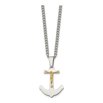 Stainless Steel Crucifix Anchor Pendant Necklace – view 4