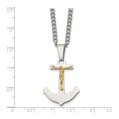 Stainless Steel Crucifix Anchor Pendant Necklace – view 6