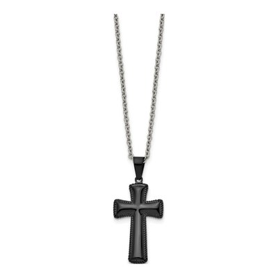 Black Stainless Steel Cross Pendant Necklace – view 4