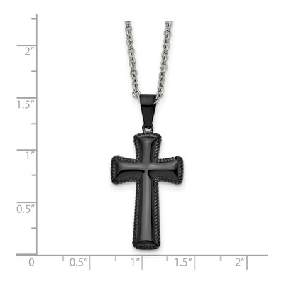 Black Stainless Steel Cross Pendant Necklace – view 6