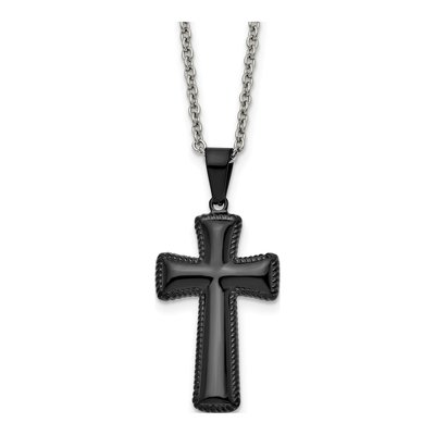 Black Stainless Steel Cross Pendant Necklace