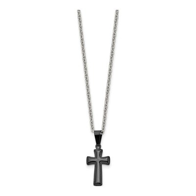 Black Stainless Steel Cross Pendant Necklace – view 4