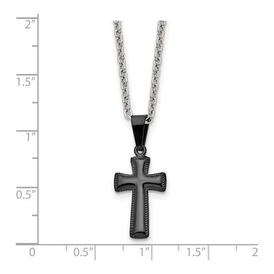 Black Stainless Steel Cross Pendant Necklace – view 6