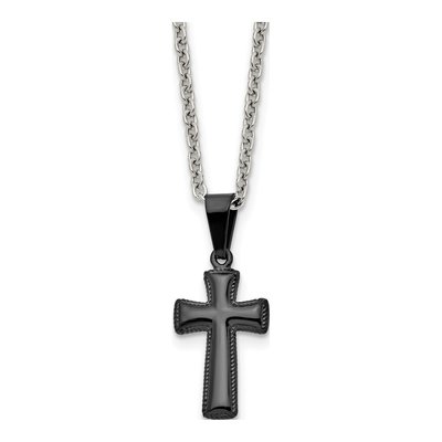 Black Stainless Steel Cross Pendant Necklace