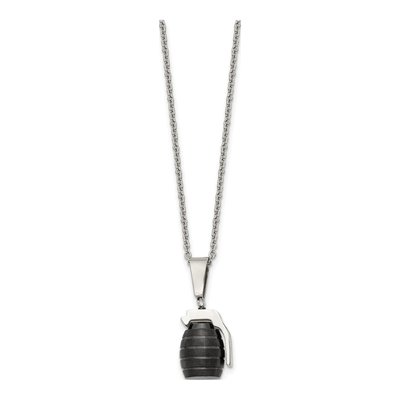 Black Stainless Steel Grenade Pendant Necklace – view 4