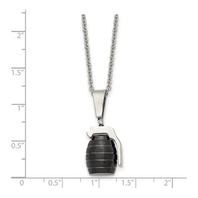 Black Stainless Steel Grenade Pendant Necklace – view 6