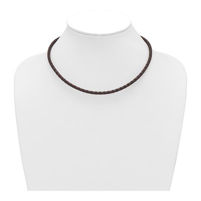 Stainless Steel Leather Hexagon Weave Necklace – view 4