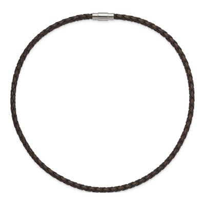 Stainless Steel Leather Hexagon Weave Necklace – view 5