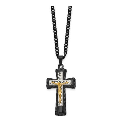 Black Stainless Steel Crucifix Pendant Necklace – view 4