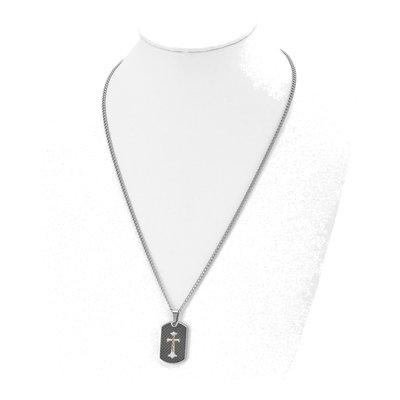 Stainless Steel Cross on Curb Pendant Necklace – view 5