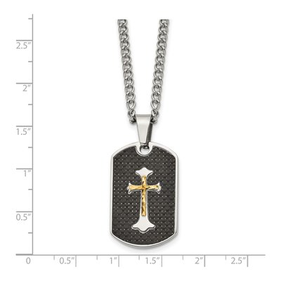 Stainless Steel Cross on Curb Pendant Necklace – view 6
