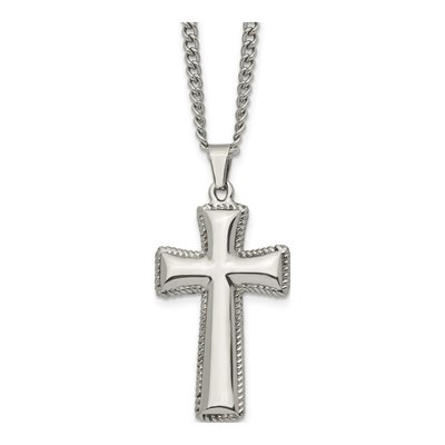 Stainless Steel Pillow Cross Pendant Necklace