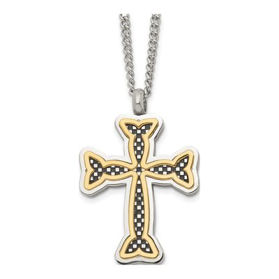 Black Stainless Steel Black Cross Pendant Necklace