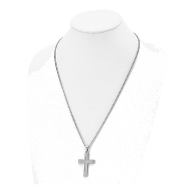 Stainless Steel CZ Cross Pendant Necklace – view 5