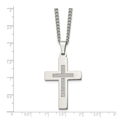 Stainless Steel CZ Cross Pendant Necklace – view 6