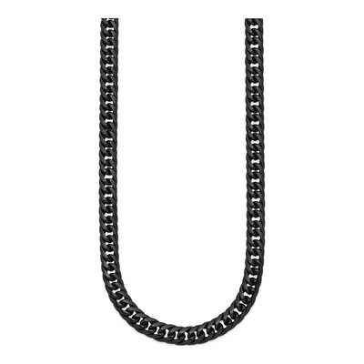 Men's Black Stainless Steel 7mm Double Curb Chain – view 4