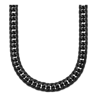 Men's Black Stainless Steel 7mm Double Curb Chain