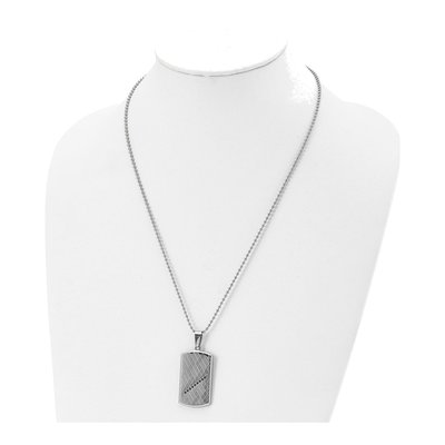 Stainless Steel CZ Dog Tag Pendant Necklace – view 5